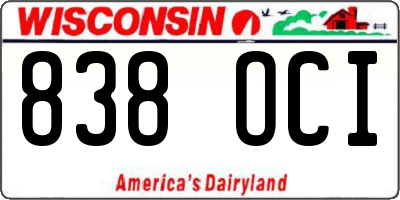WI license plate 838OCI