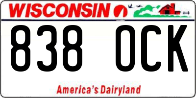 WI license plate 838OCK