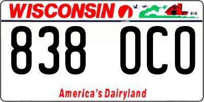 WI license plate 838OCO
