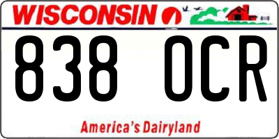 WI license plate 838OCR