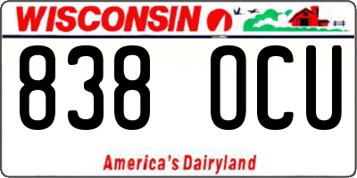 WI license plate 838OCU