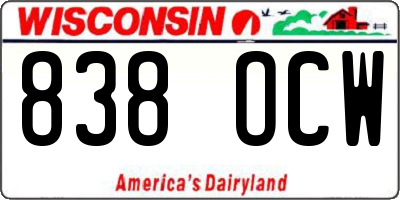 WI license plate 838OCW