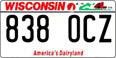 WI license plate 838OCZ