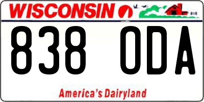 WI license plate 838ODA
