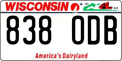 WI license plate 838ODB