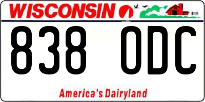 WI license plate 838ODC