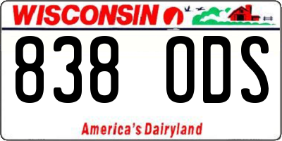 WI license plate 838ODS