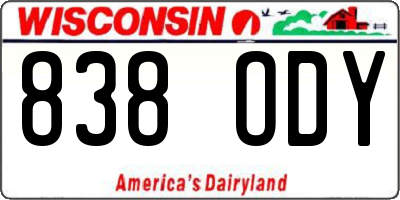 WI license plate 838ODY