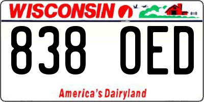 WI license plate 838OED