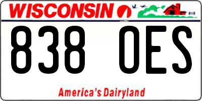 WI license plate 838OES