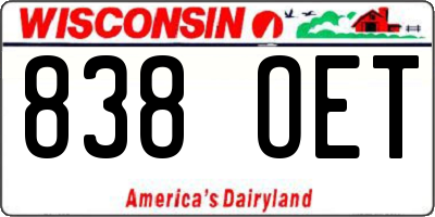 WI license plate 838OET