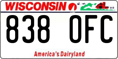 WI license plate 838OFC