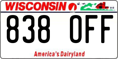 WI license plate 838OFF