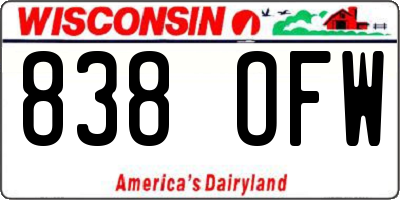 WI license plate 838OFW
