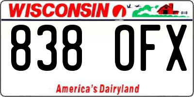 WI license plate 838OFX