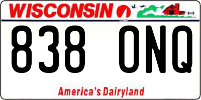 WI license plate 838ONQ