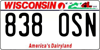 WI license plate 838OSN