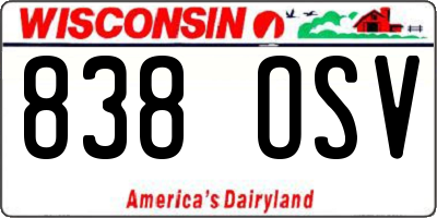 WI license plate 838OSV