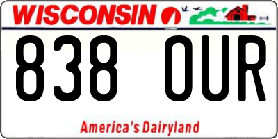 WI license plate 838OUR