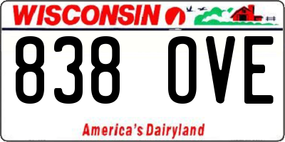 WI license plate 838OVE