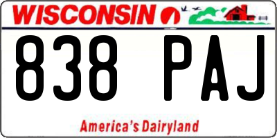 WI license plate 838PAJ