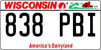 WI license plate 838PBI