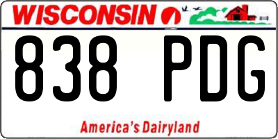 WI license plate 838PDG