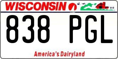 WI license plate 838PGL