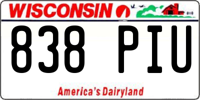 WI license plate 838PIU