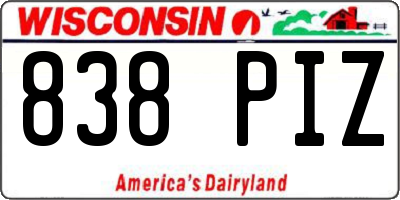 WI license plate 838PIZ