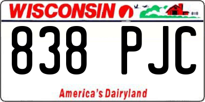WI license plate 838PJC