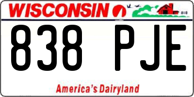 WI license plate 838PJE