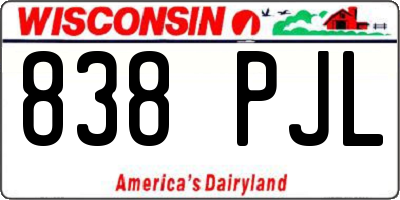 WI license plate 838PJL