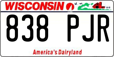 WI license plate 838PJR