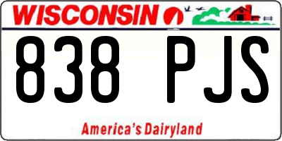 WI license plate 838PJS