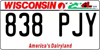 WI license plate 838PJY