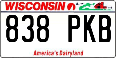 WI license plate 838PKB