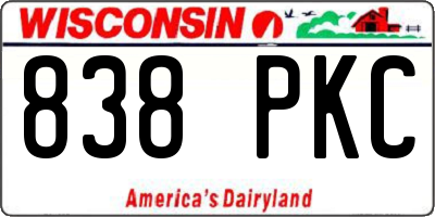 WI license plate 838PKC