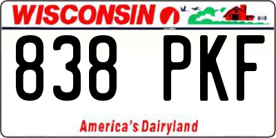 WI license plate 838PKF
