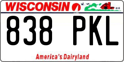 WI license plate 838PKL