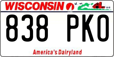 WI license plate 838PKO