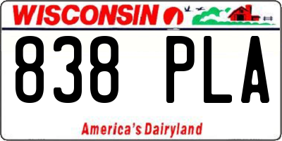 WI license plate 838PLA