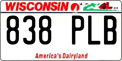 WI license plate 838PLB
