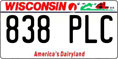 WI license plate 838PLC
