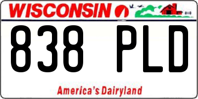 WI license plate 838PLD