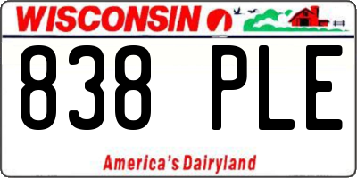 WI license plate 838PLE