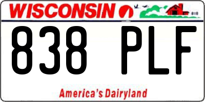 WI license plate 838PLF