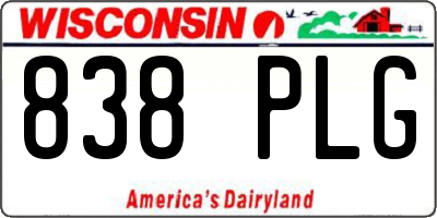WI license plate 838PLG