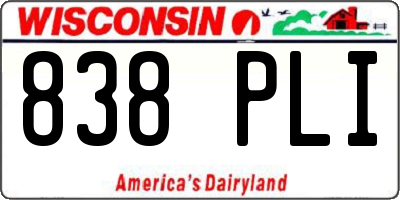 WI license plate 838PLI