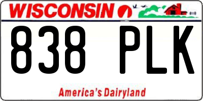 WI license plate 838PLK